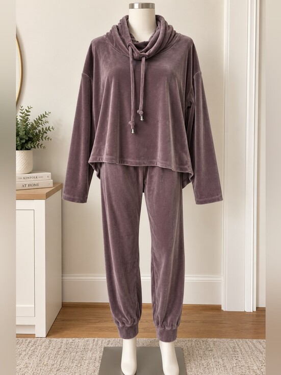 Pants - Mauve Velour Hoodie & Jogger Set – Size Medium